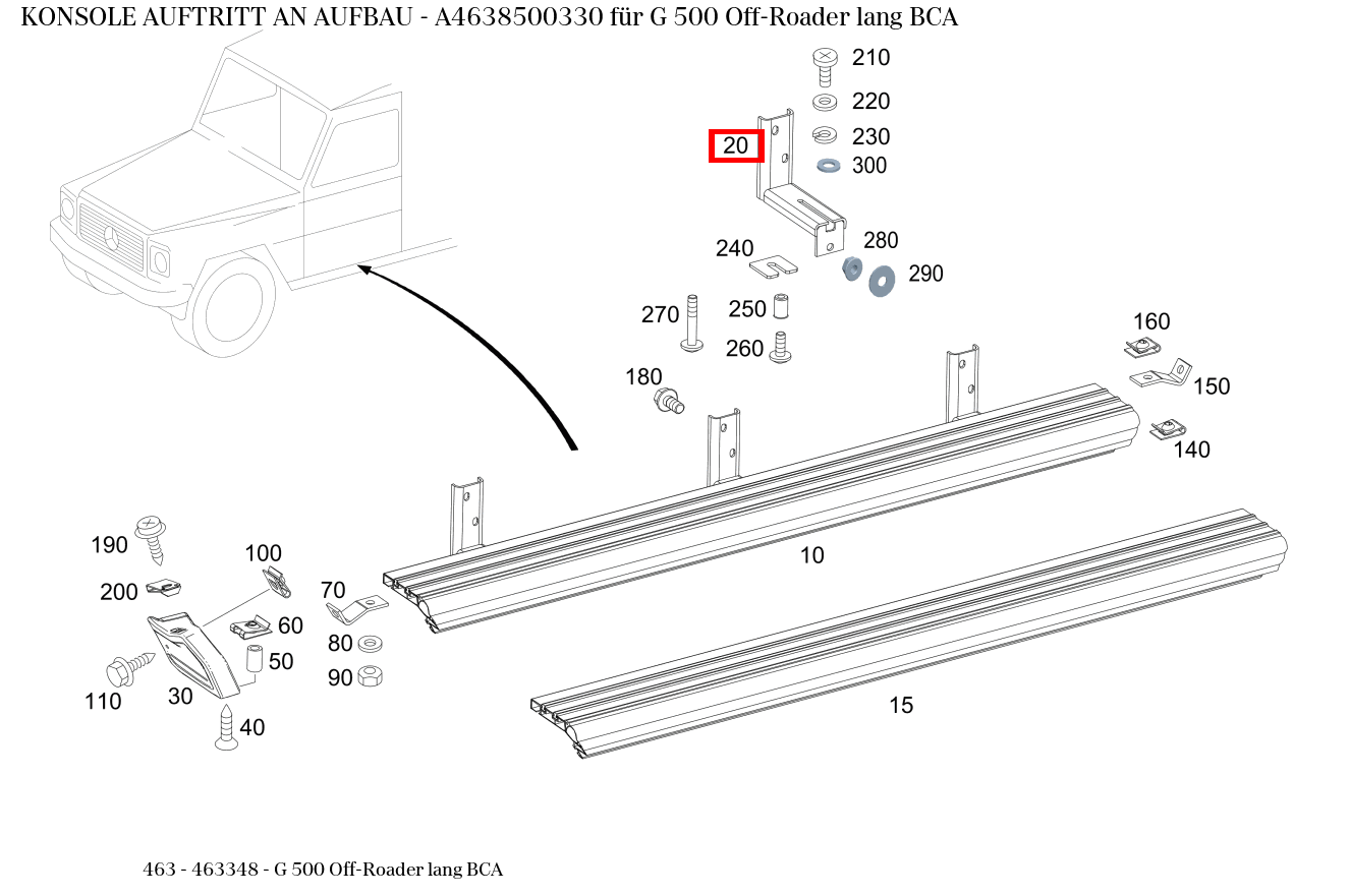 Konsole AUFTRITT AN AUFBAU G 500 Off-Roader lang BCA 463 Konsole AUFTRITT AN AUFBAU G 500 Off-Roader lang BCA 463