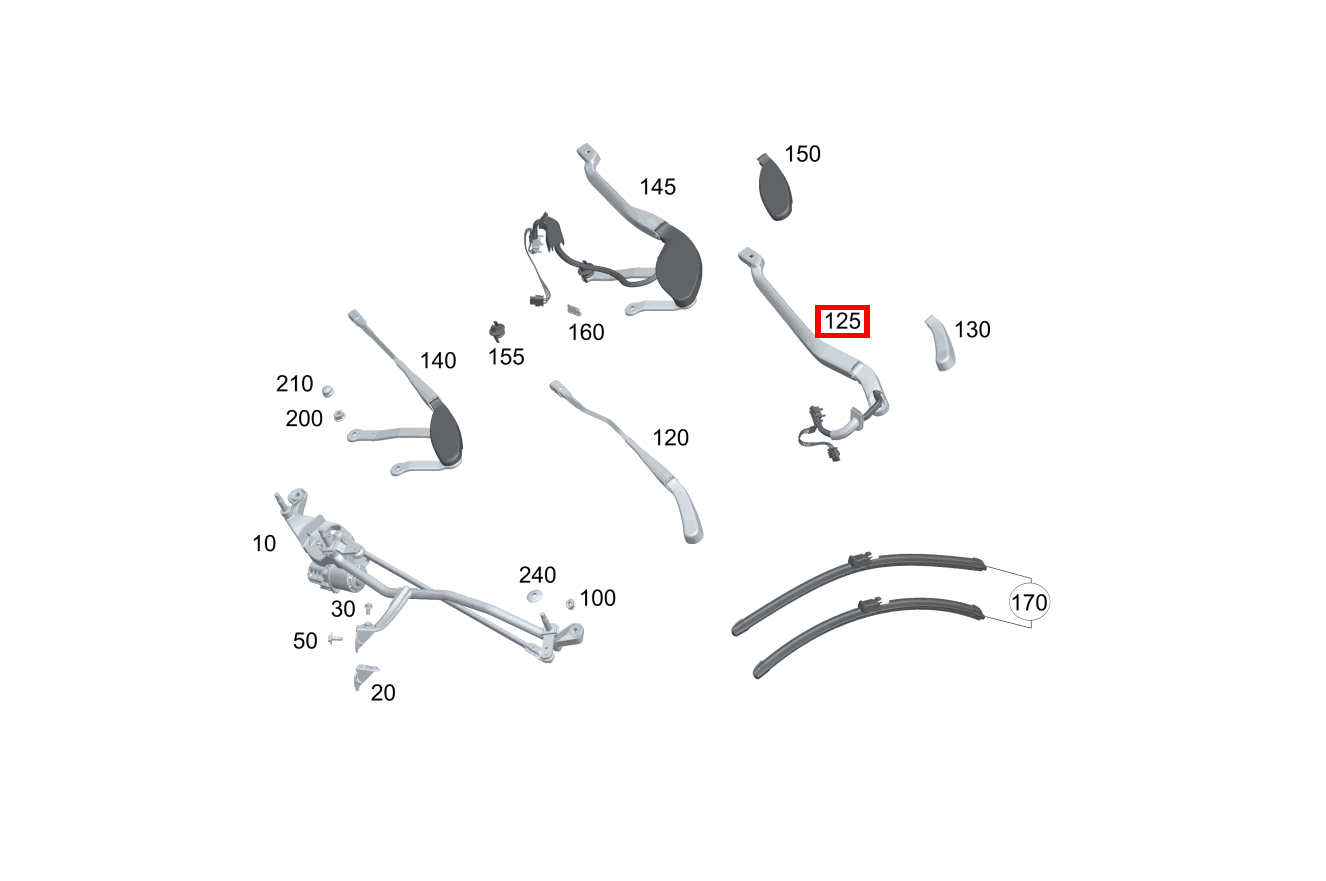 Wischerarm FUER FAHRERSEITE E 200 Cabriolet 238 Wischerarm FUER FAHRERSEITE E 200 Cabriolet 238