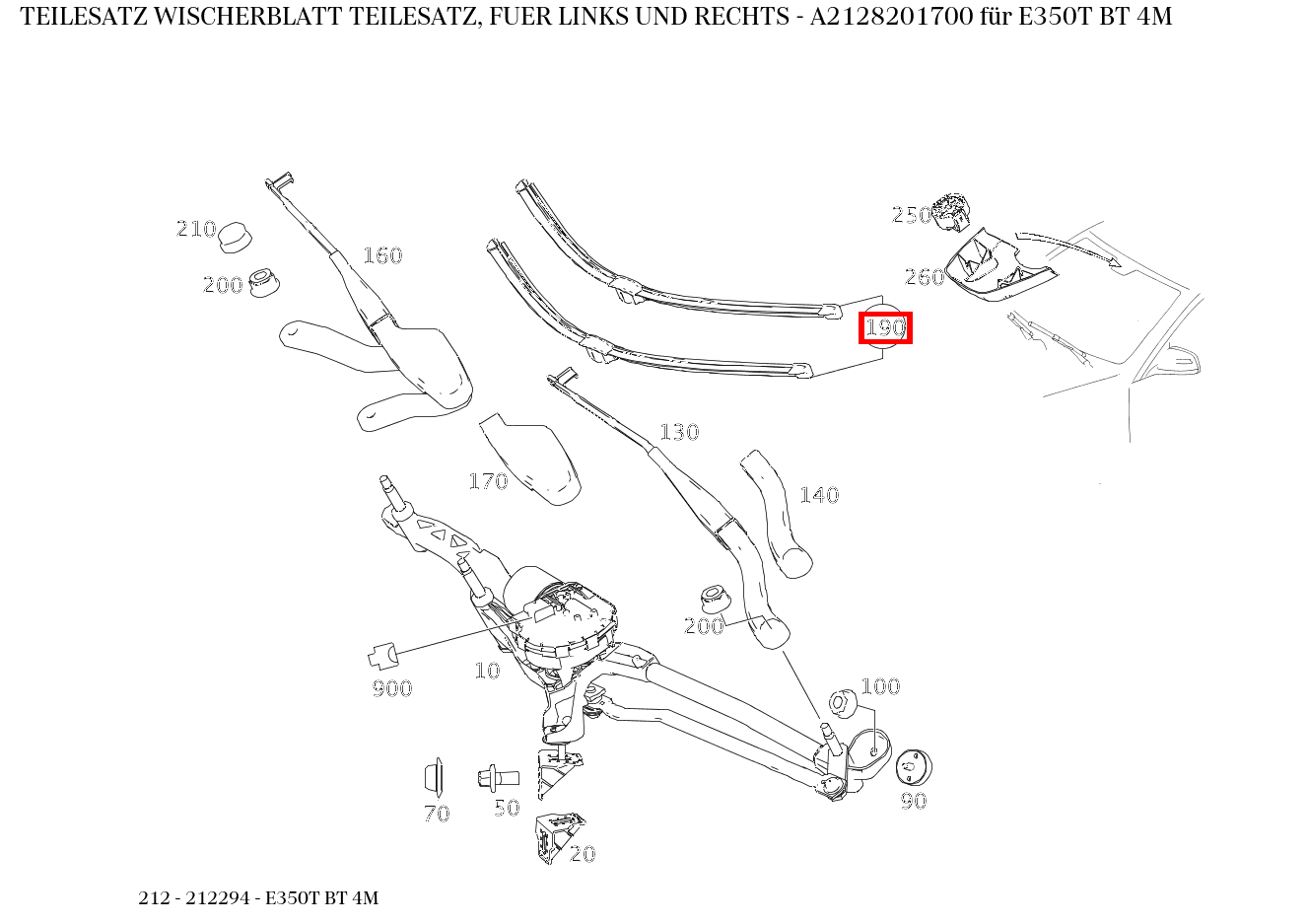 Teilesatz Wischerblatt TEILESATZ, FUER LINKS UND RECHTS E350T BT 4M 212