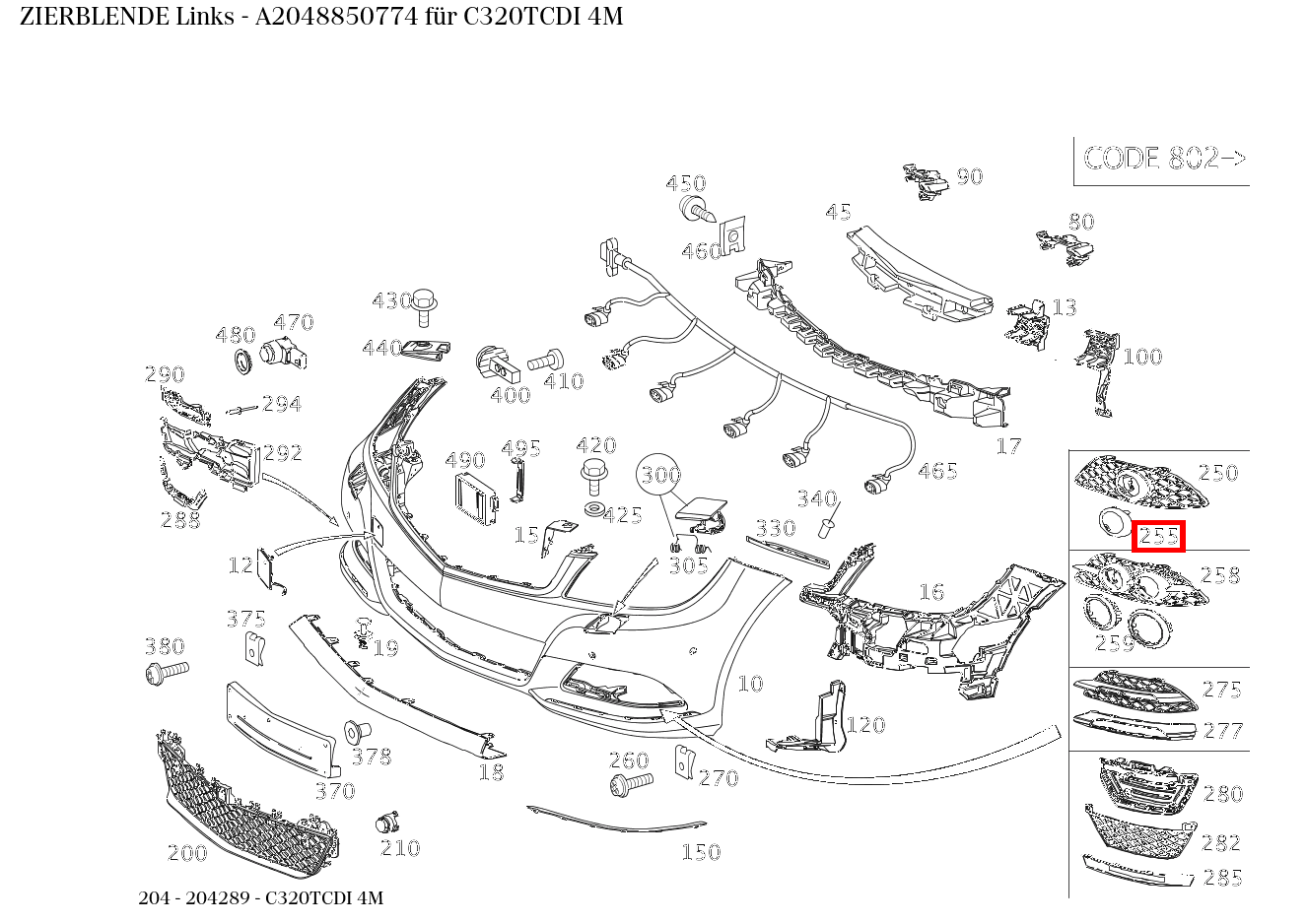 Zierblende Links C320TCDI 4M 204 Zierblende Links C320TCDI 4M 204