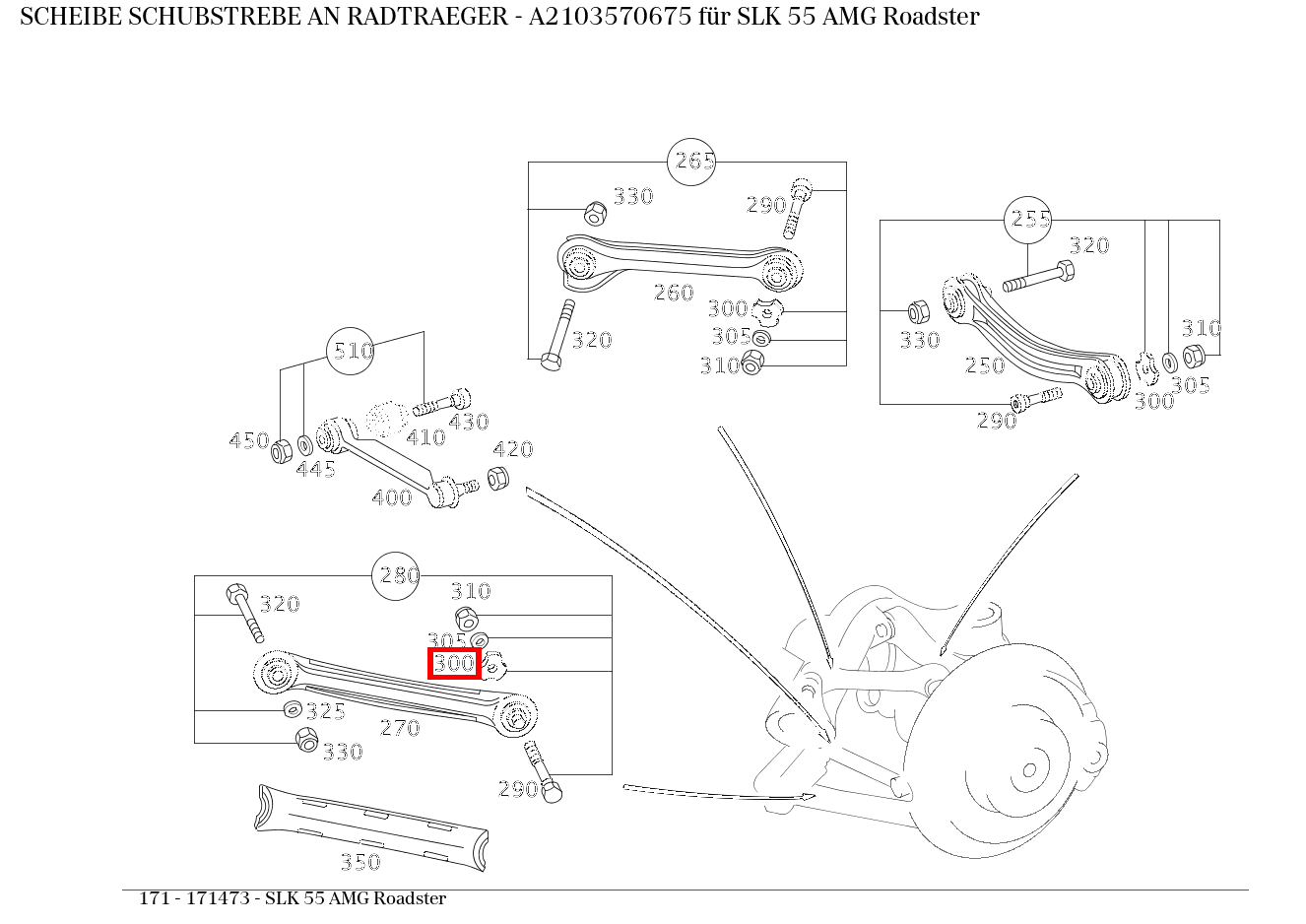 Scheibe SCHUBSTREBE AN RADTRAEGER SLK 55 AMG Roadster 171 Scheibe SCHUBSTREBE AN RADTRAEGER SLK 55 AMG Roadster 171