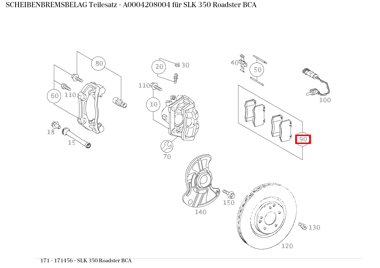 Scheibenbremsbelag Teilesatz SLK 350 Roadster BCA 171 Scheibenbremsbelag Teilesatz SLK 350 Roadster BCA 171