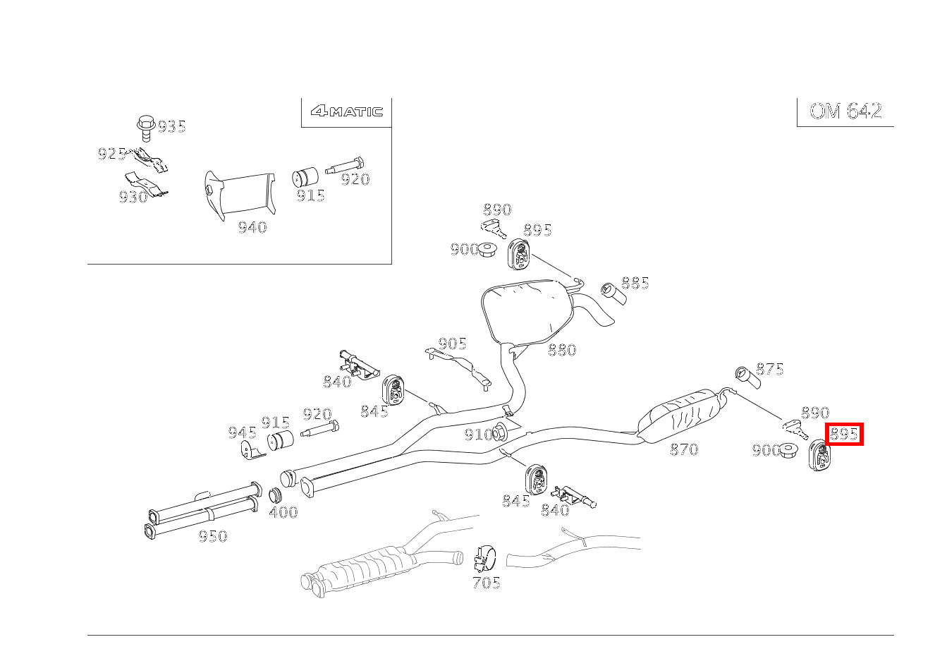 Aufhängering AUFHAENGUNG NACHSCHALLDAEMPFER E280CDI SONDERAUFB 211