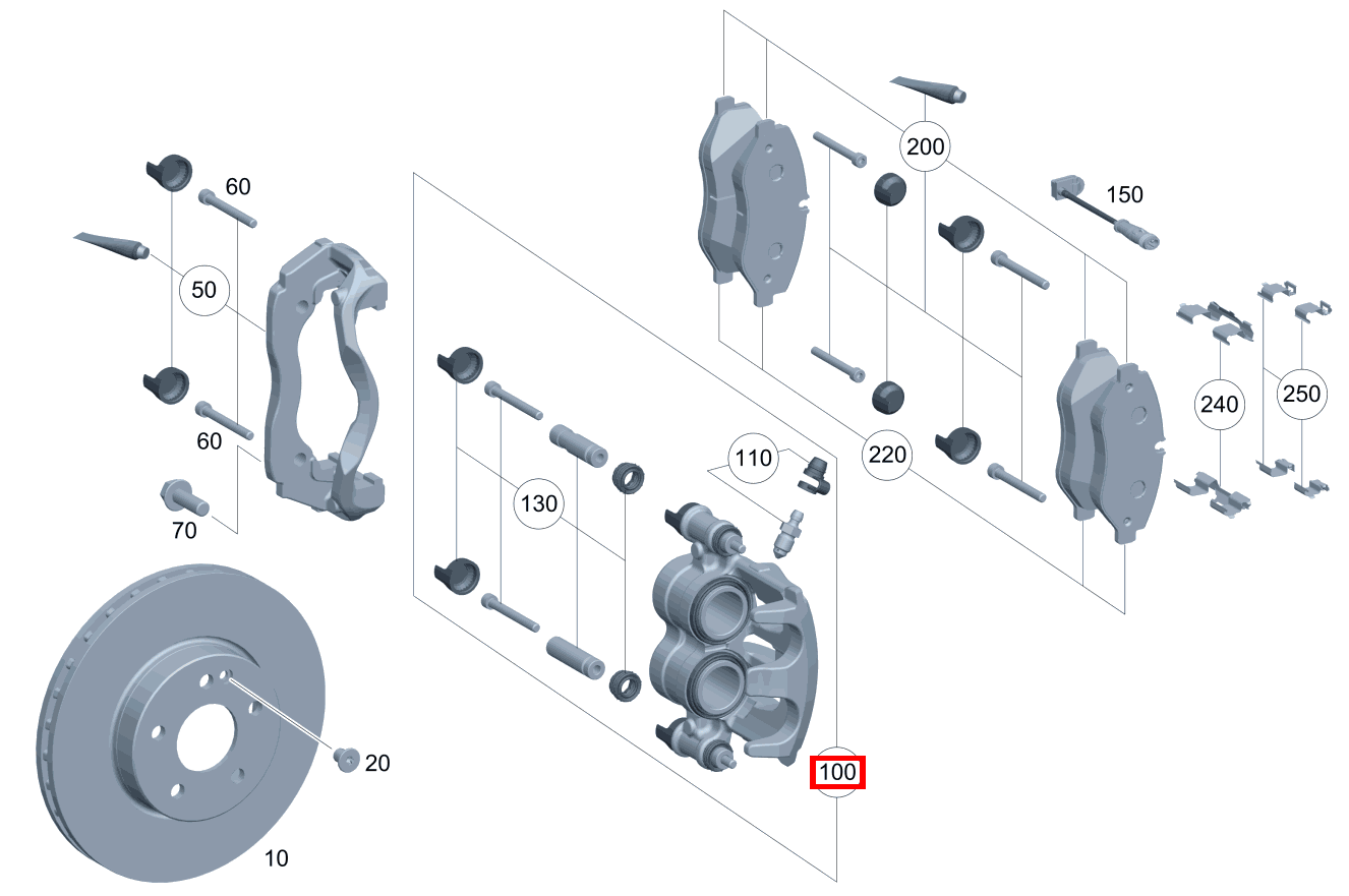 Teilesatz Bremssattel Teilesatz rechts Vito Kastenwagen 116 BlueTEC K 201