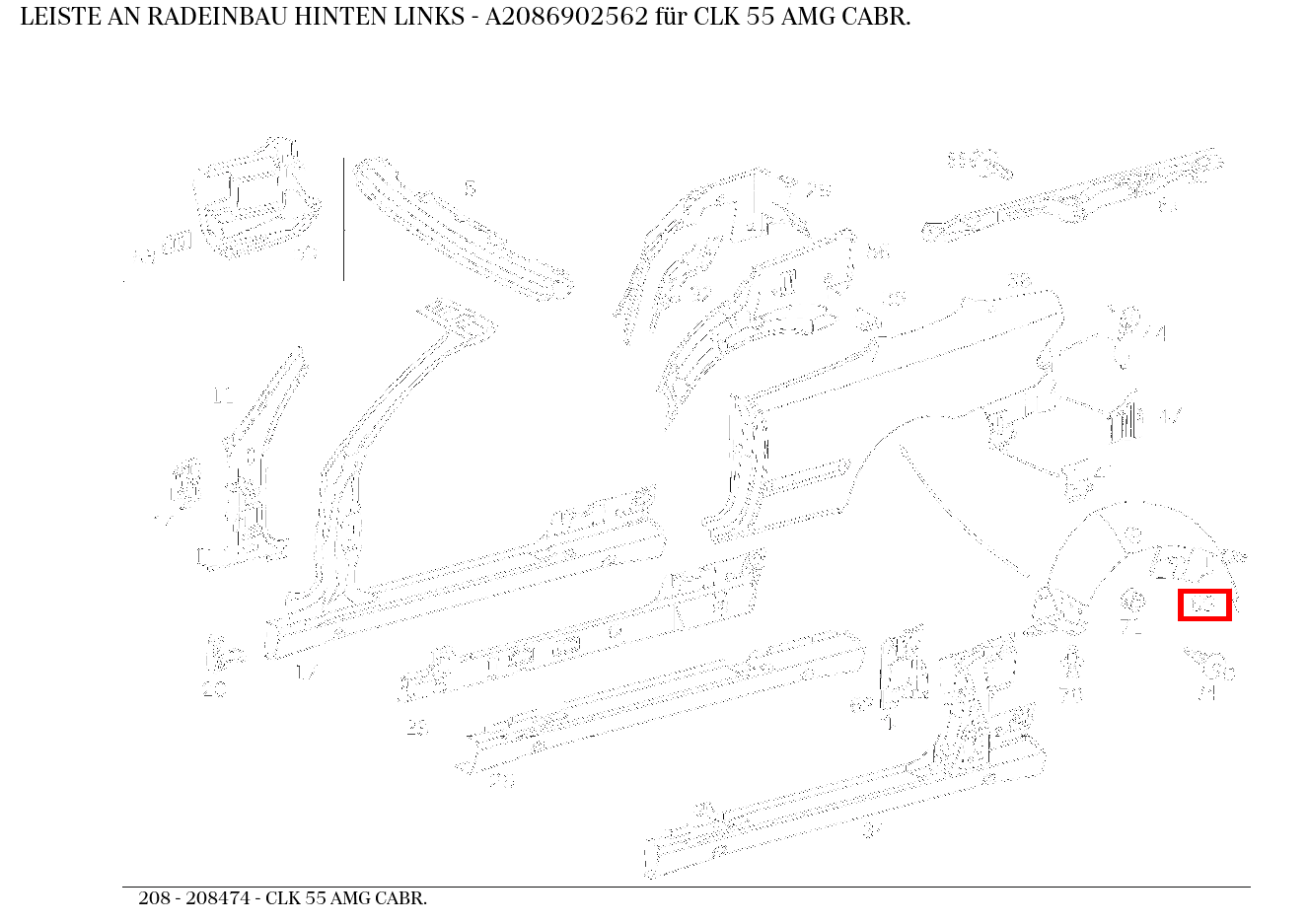 Leiste AN RADEINBAU HINTEN LINKS CLK 55 AMG CABR. 208