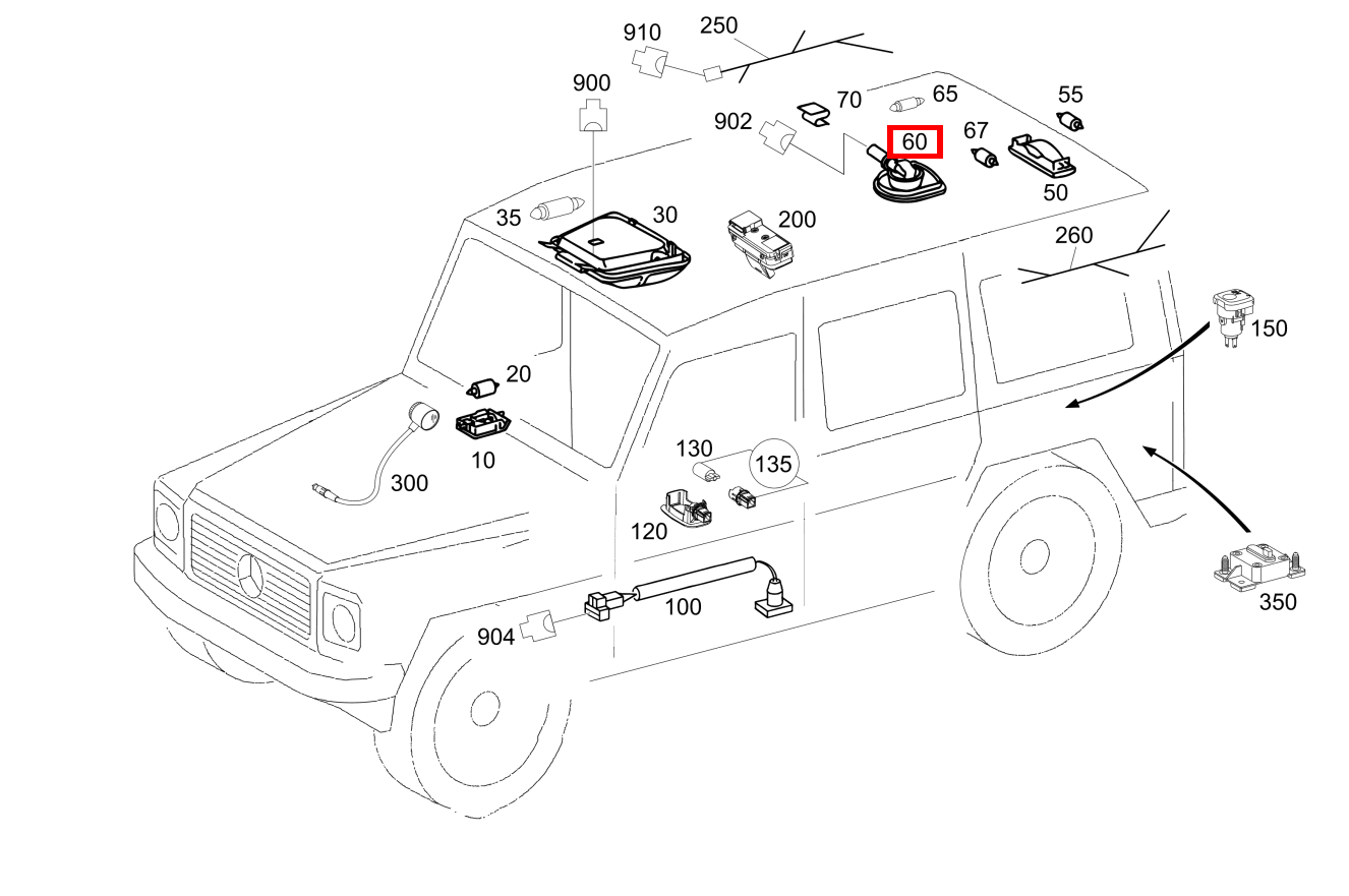 Innenraumleuchte Deckenleuchte mit Lesespot G 500 Off-Roader lang BCA 463 Innenraumleuchte Deckenleuchte mit Lesespot G 500 Off-Roader lang BCA 463
