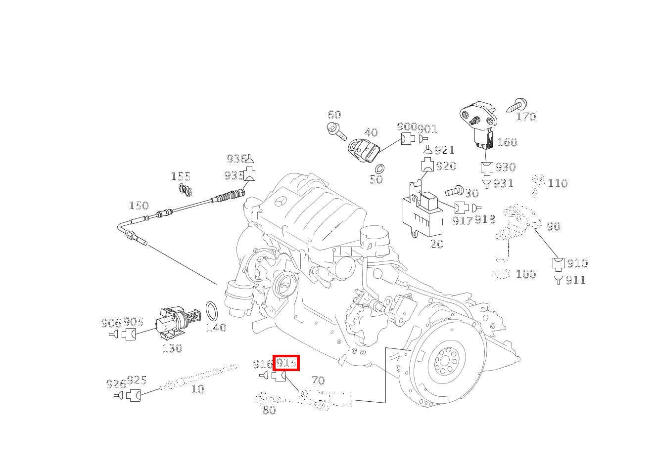 Kupplungsgehäuse Positionsgeber Kurbelwelle L5; 2-PIN COD.B;SLK2.8 B 200 CDI TOURER 245