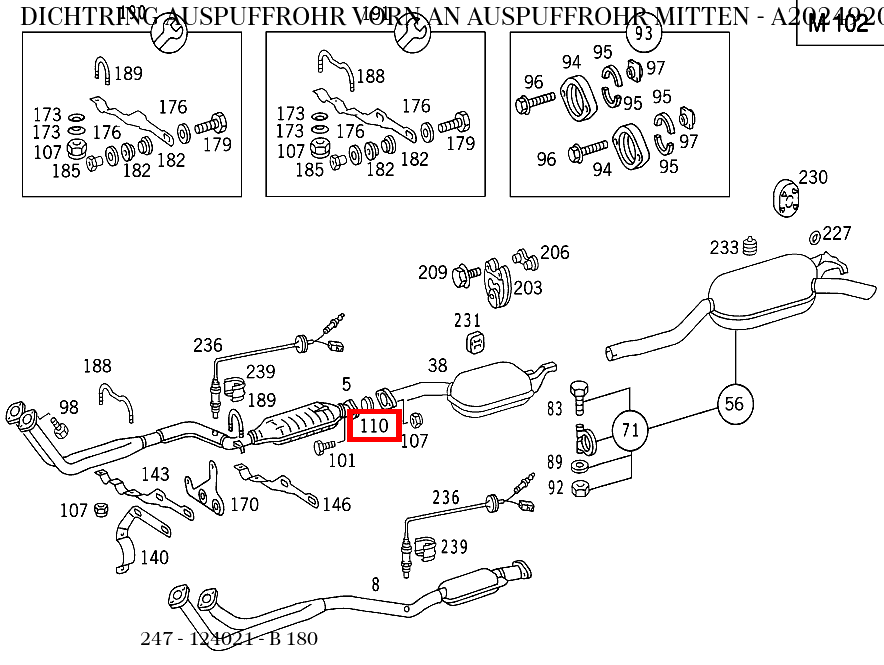 Dichtring AUSPUFFROHR VORN AN AUSPUFFROHR MITTEN B 180 247 Dichtring AUSPUFFROHR VORN AN AUSPUFFROHR MITTEN B 180 247