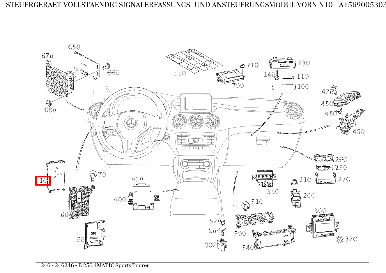 Steuergerät vollständig SIGNALERFASSUNGS- UND ANSTEUERUNGSMODUL VORN N10 B 250 4MATIC Sports Tourer 246