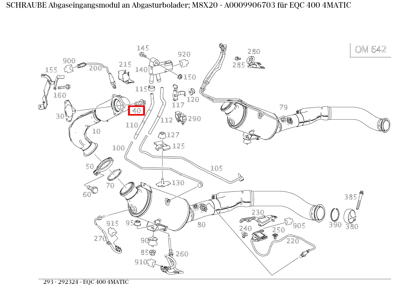 Schraube Abgaseingangsmodul an Abgasturbolader; M8X20 EQC 400 4MATIC 293 Schraube Abgaseingangsmodul an Abgasturbolader; M8X20 EQC 400 4MATIC 293