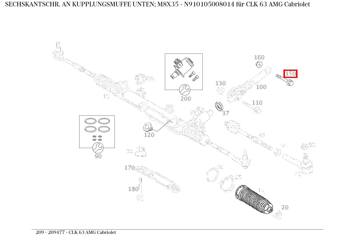 Sechskantschraube AN KUPPLUNGSMUFFE UNTEN; M8X35 CLK 63 AMG Cabriolet 209