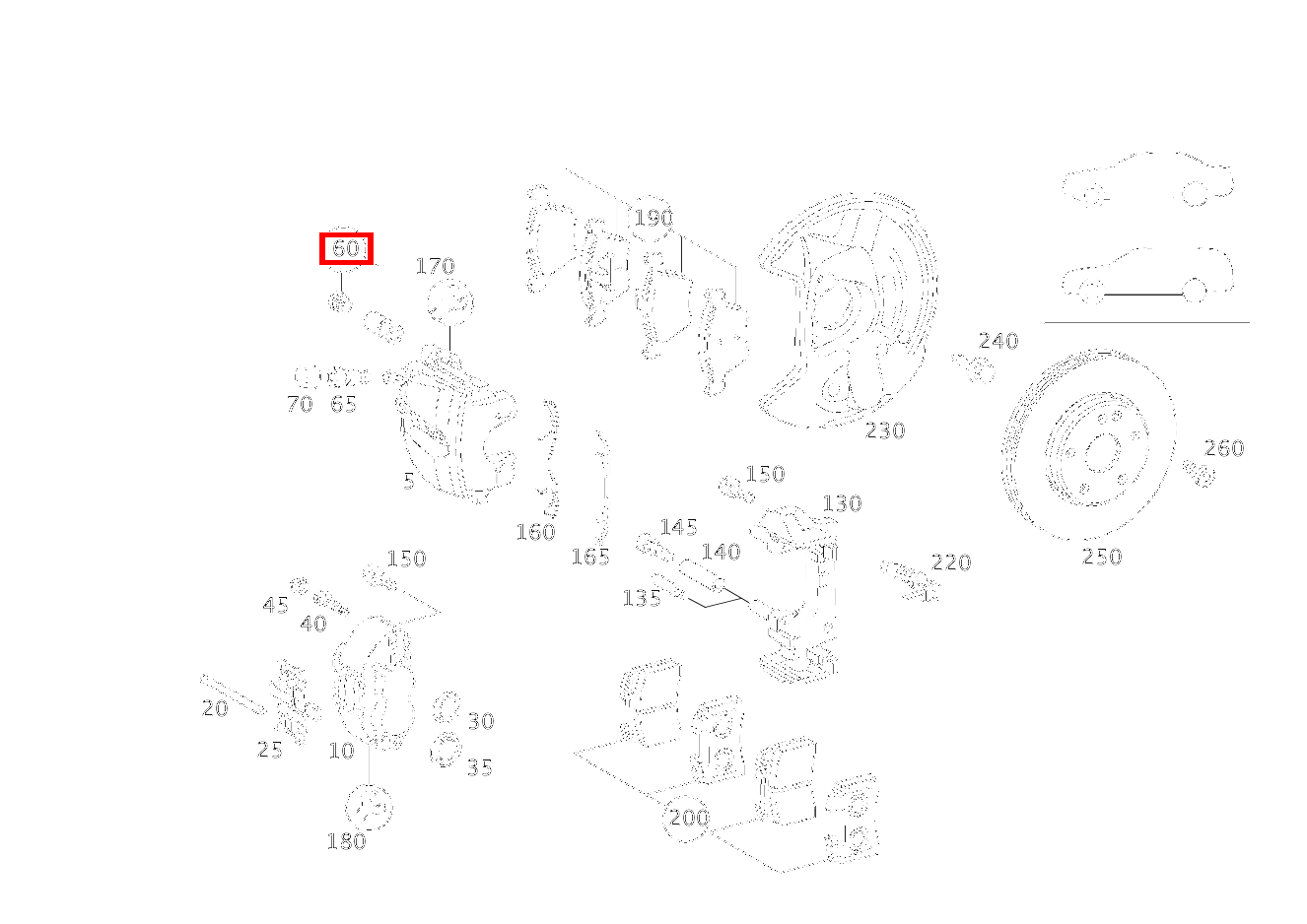 TEILESATZ FUEHRUNGSBUCHSE LINKS UND RECHTS E280 210 TEILESATZ FUEHRUNGSBUCHSE LINKS UND RECHTS E280 210
