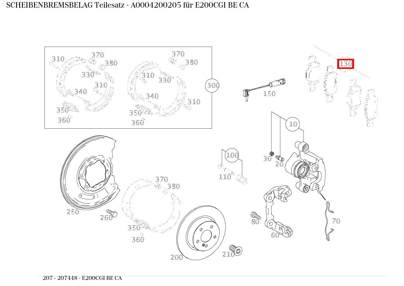 Scheibenbremsbelag Teilesatz E200CGI BE CA 207 Scheibenbremsbelag Teilesatz E200CGI BE CA 207