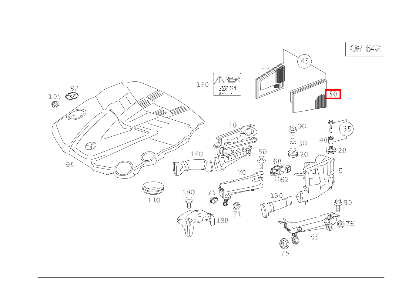 Luftfiltereinsatz LINKS S 350 CDI Limousine BCA 221 Luftfiltereinsatz LINKS S 350 CDI Limousine BCA 221