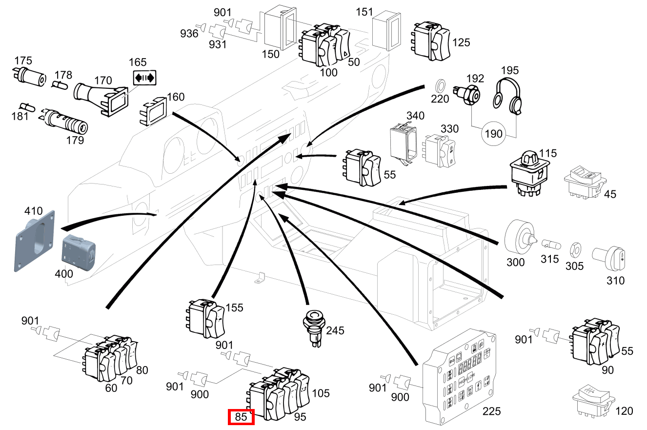 Wippschalter Nebenantrieb G 300 CDI 461 Wippschalter Nebenantrieb G 300 CDI 461
