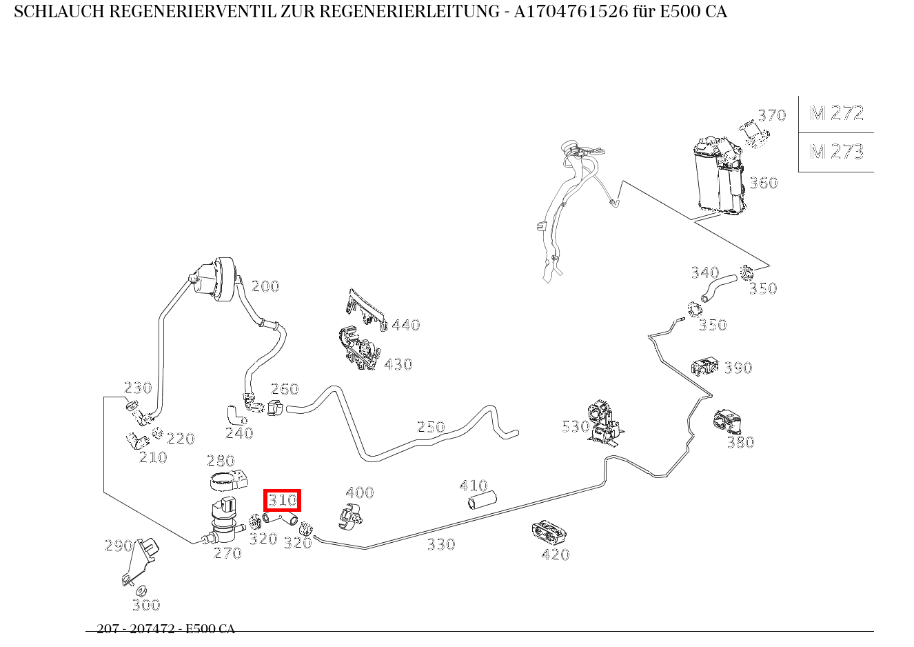 Schlauch REGENERIERVENTIL ZUR REGENERIERLEITUNG E500 CA 207 Schlauch REGENERIERVENTIL ZUR REGENERIERLEITUNG E500 CA 207