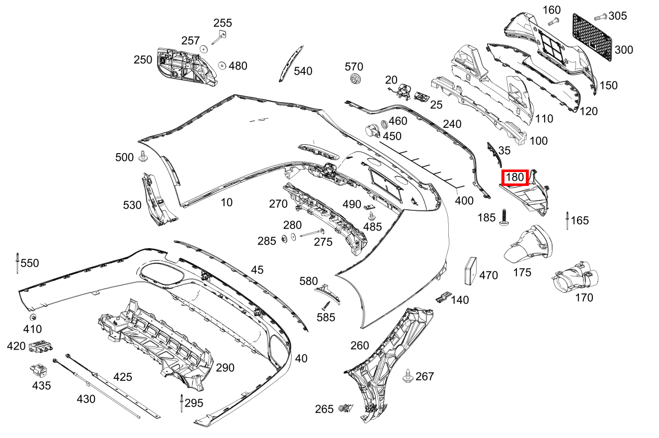 Stossfängerhalter Befestigung Endrohrblende rechts CLS 400 d 4MATIC 257