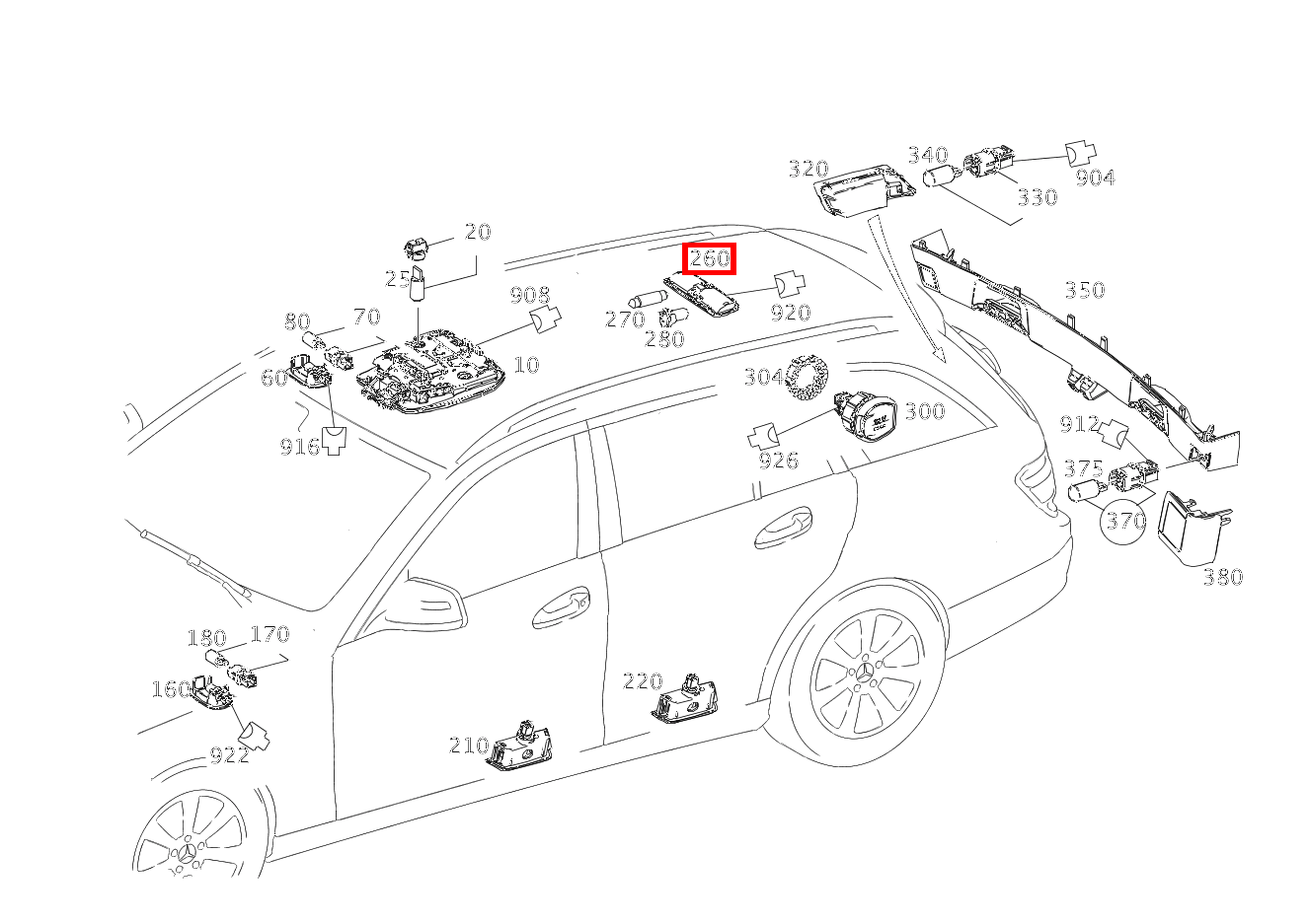 Innenraumleuchte DECKENLEUCHTE HINTEN C 180 KOMPRESSOR T-Modell BlueEFFICIENCY 240 Innenraumleuchte DECKENLEUCHTE HINTEN C 180 KOMPRESSOR T-Modell BlueEFFICIENCY 240