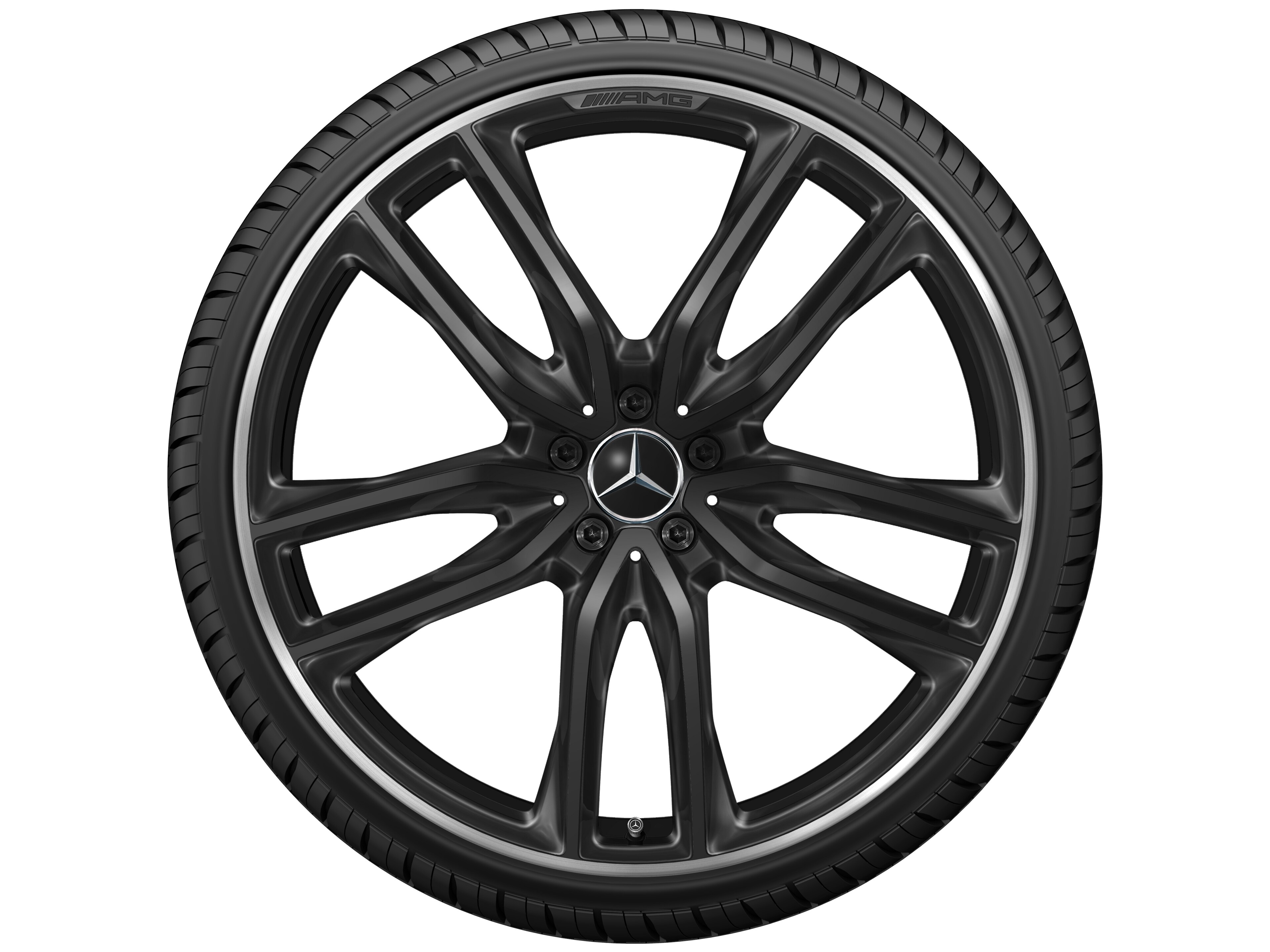 Mercedes-Benz -  AMG 5-Doppelspeichen-Rad 23 Zoll, 9,5 J x 23 ET 45, schwarz, Felgenhorn glanzgedreht