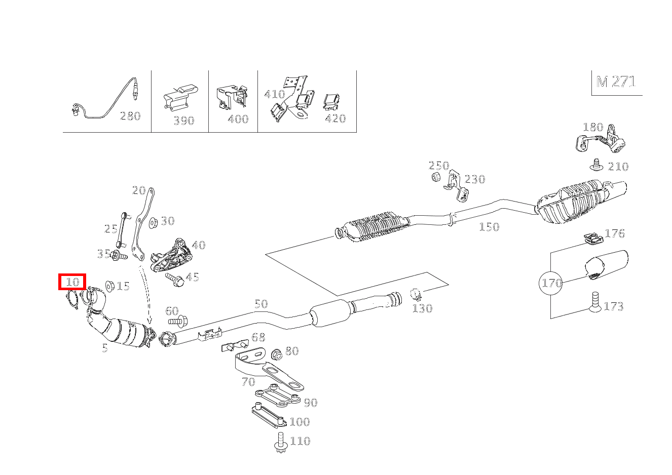 Flanschdichtung ABGASANLAGE AN ABGASTURBOLADER C180 BLUE EFF C 204