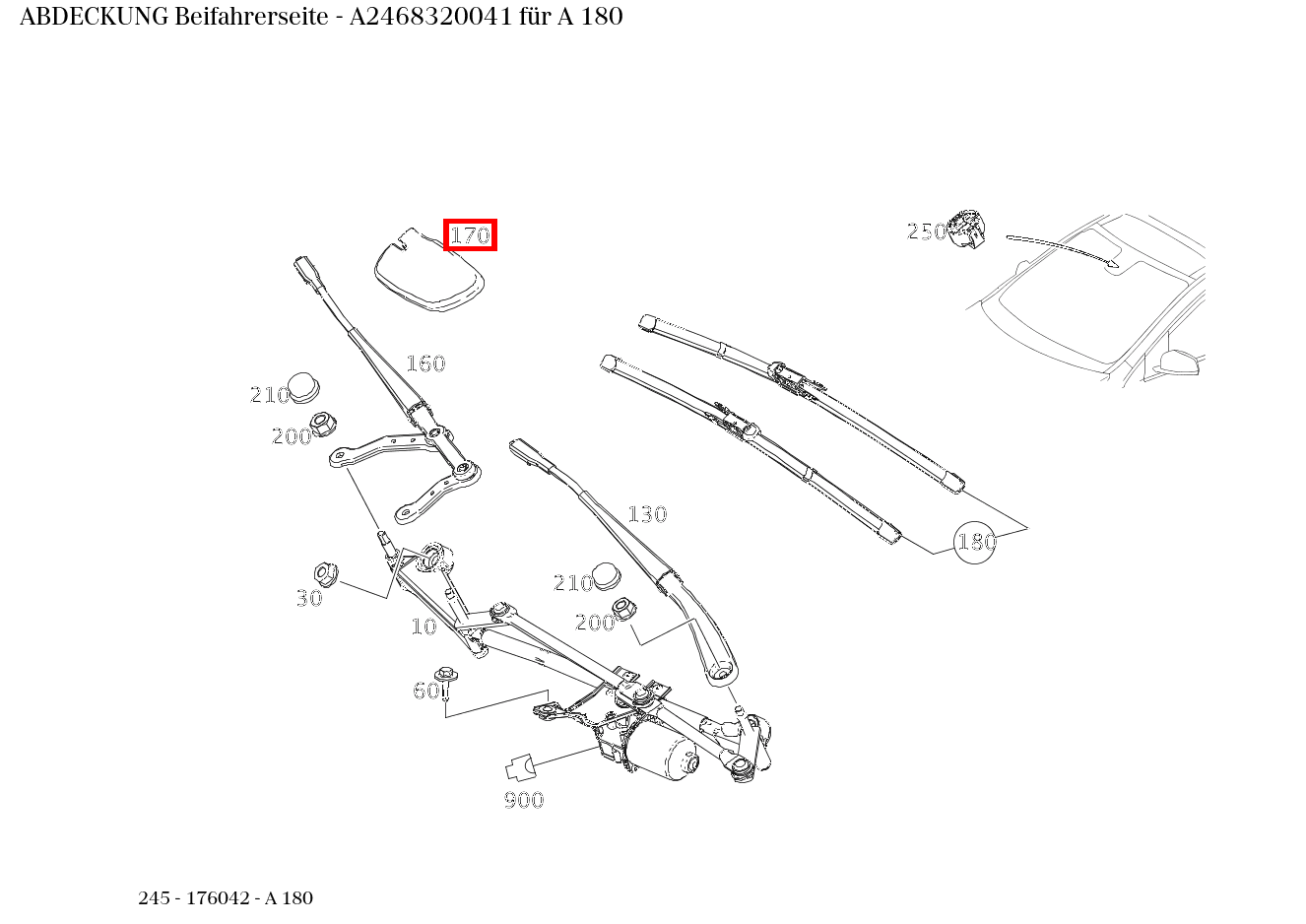 Abdeckung Beifahrerseite A 180 245