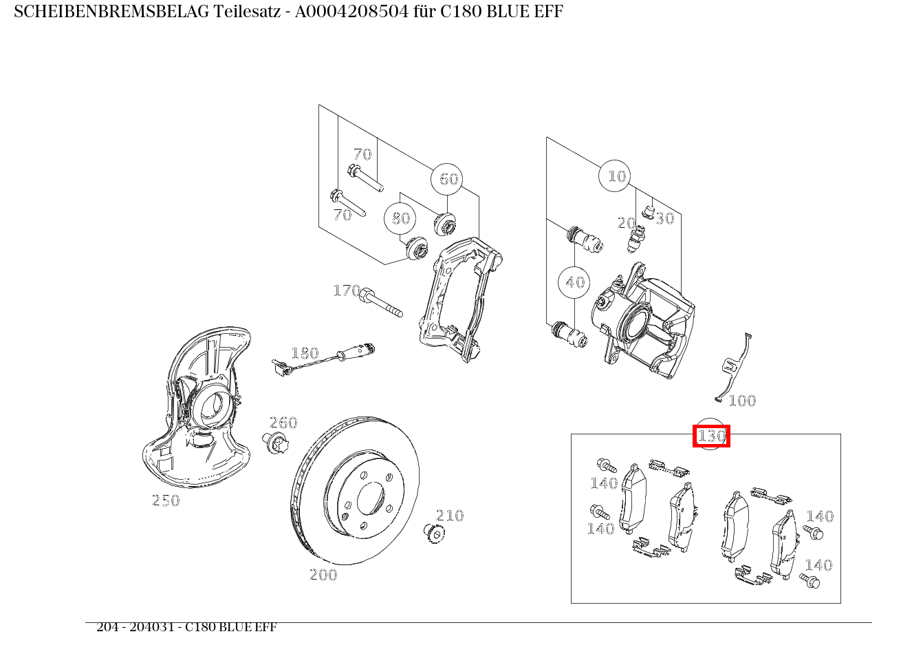 Scheibenbremsbelag Teilesatz C180 BLUE EFF 204