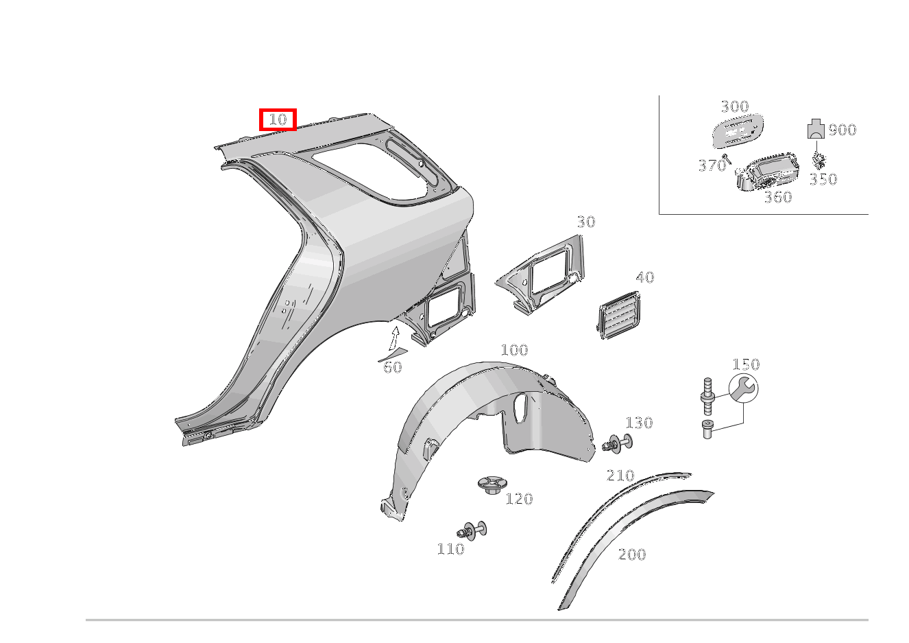 Kotflügel hinten SEITENWAND, HINTEN LINKS ML/GLE 350 4MATIC 166
