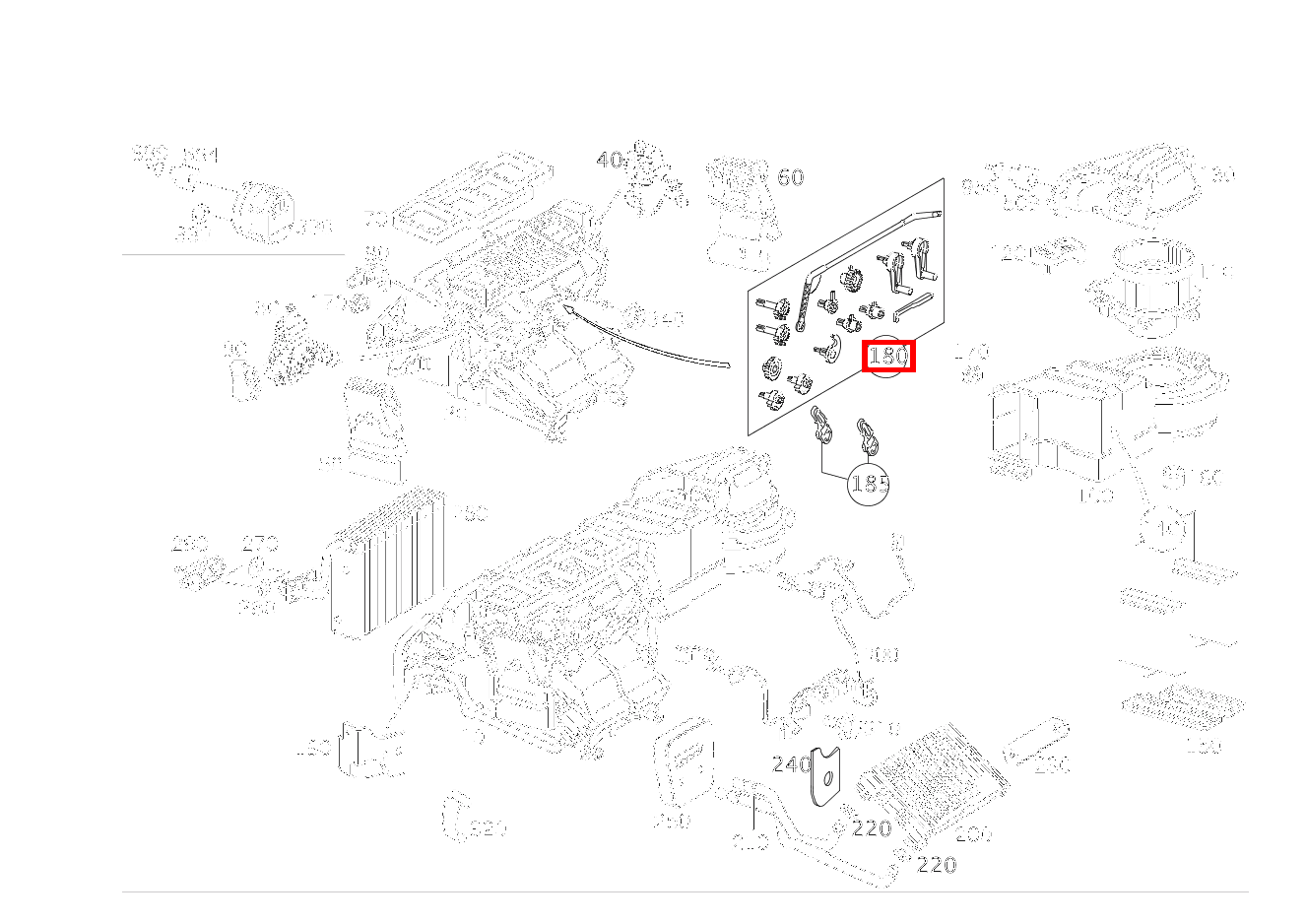 TEILESATZ GESTAENGE FUSSRAUMKLAPPEN OHNE BEDIENHEBEL CLK 63 AMG Cabriolet 209 TEILESATZ GESTAENGE FUSSRAUMKLAPPEN OHNE BEDIENHEBEL CLK 63 AMG Cabriolet 209