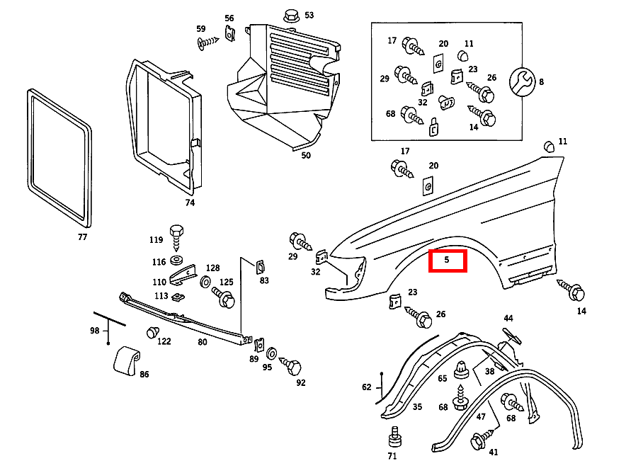 Kotflügel RECHTS 420 SEC COUPE mit Automatic 126 Kotflügel RECHTS 420 SEC COUPE mit Automatic 126