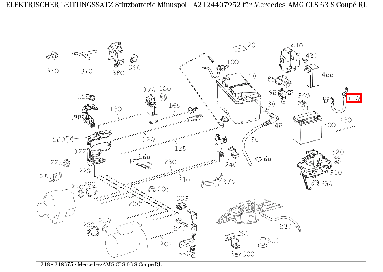 Elektrischer Leitungssatz Stützbatterie Minuspol Mercedes-AMG CLS 63 S Coupé RL 218