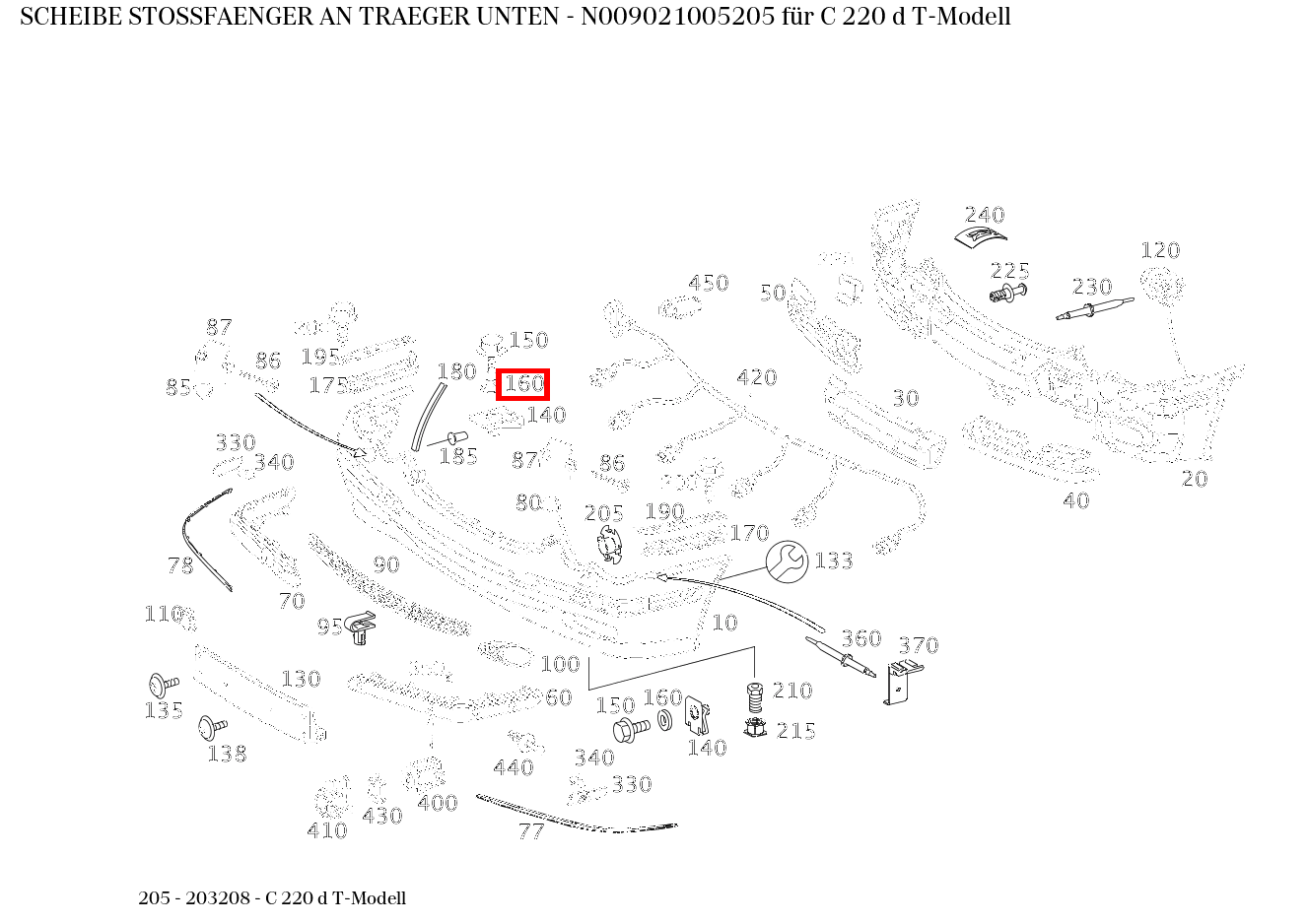 Scheibe STOSSFAENGER AN TRAEGER UNTEN C 220 d T-Modell 205 Scheibe STOSSFAENGER AN TRAEGER UNTEN C 220 d T-Modell 205