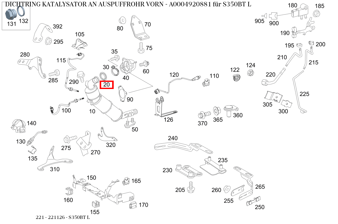 Dichtring KATALYSATOR AN AUSPUFFROHR VORN S350BT L 221 Dichtring KATALYSATOR AN AUSPUFFROHR VORN S350BT L 221