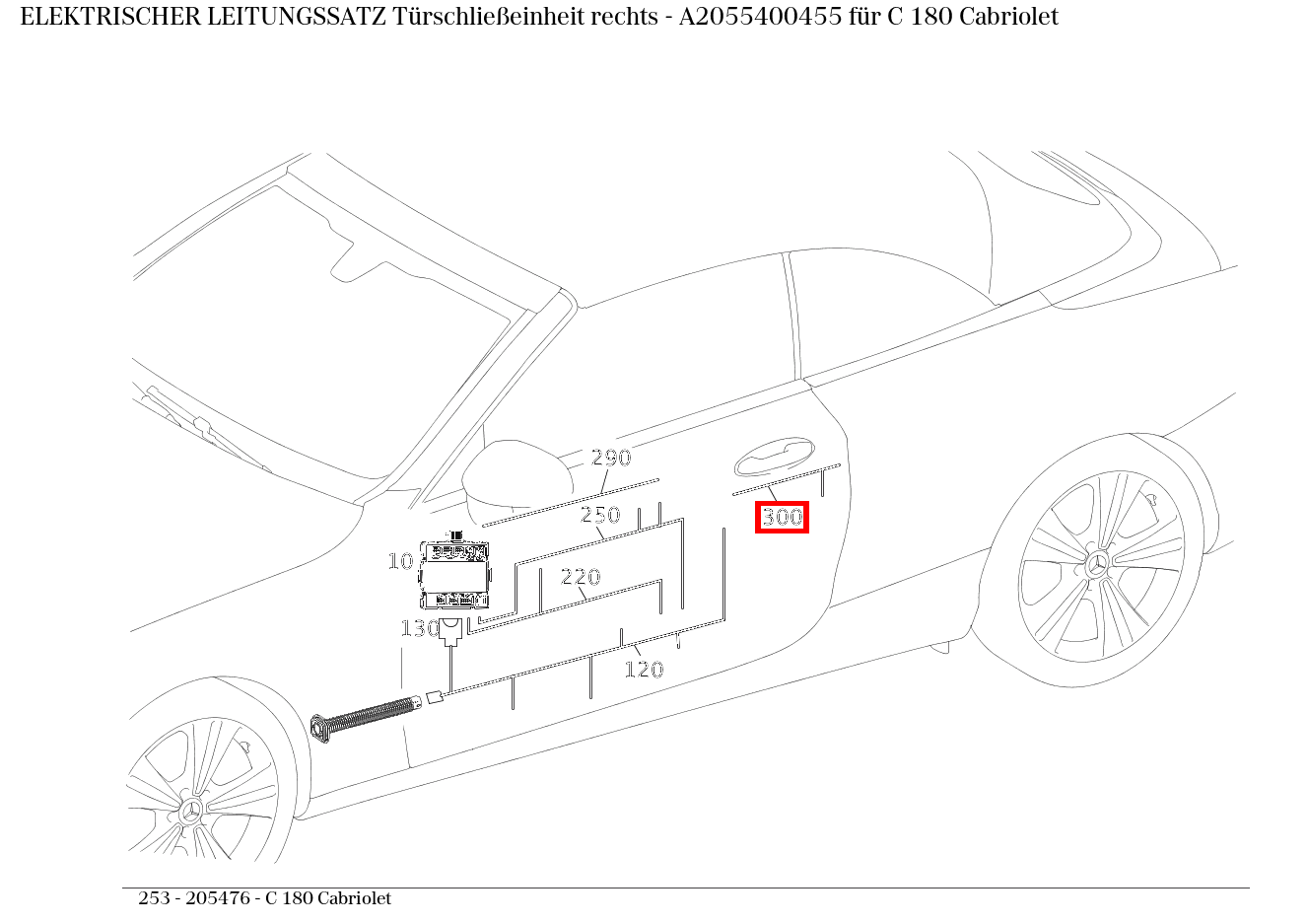 Elektrischer Leitungssatz Türschließeinheit rechts C 180 Cabriolet 253
