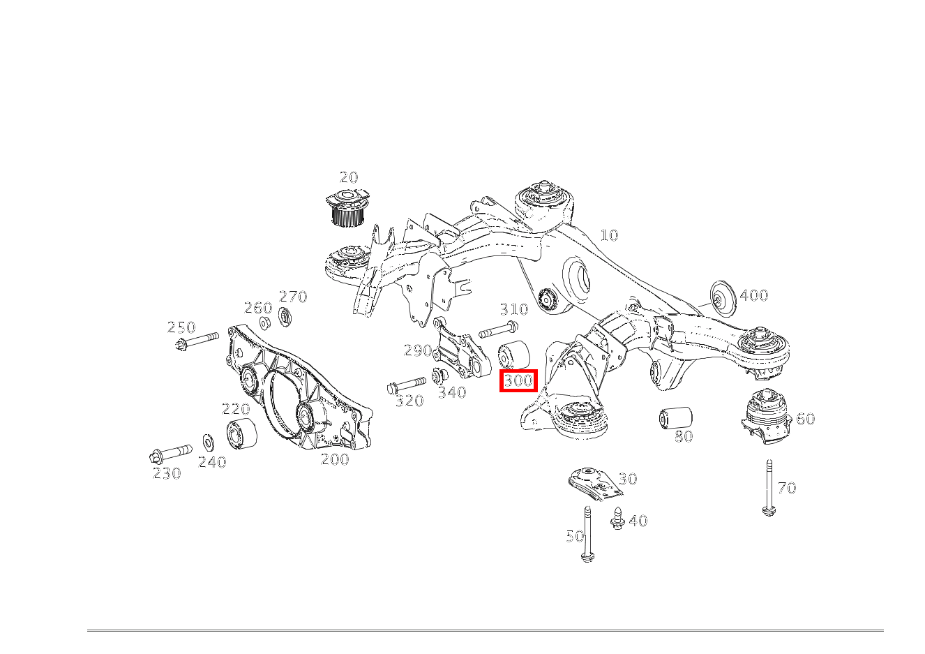 HINTERACHSGETRIEBELAGER HINTERACHSGETRIEBE AN QUERBRUECKE HINTEN S 560 Cabriolet 217
