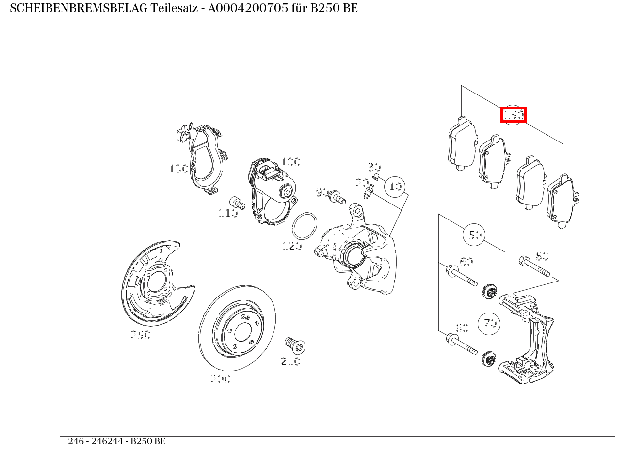 Scheibenbremsbelag Teilesatz B250 BE 246