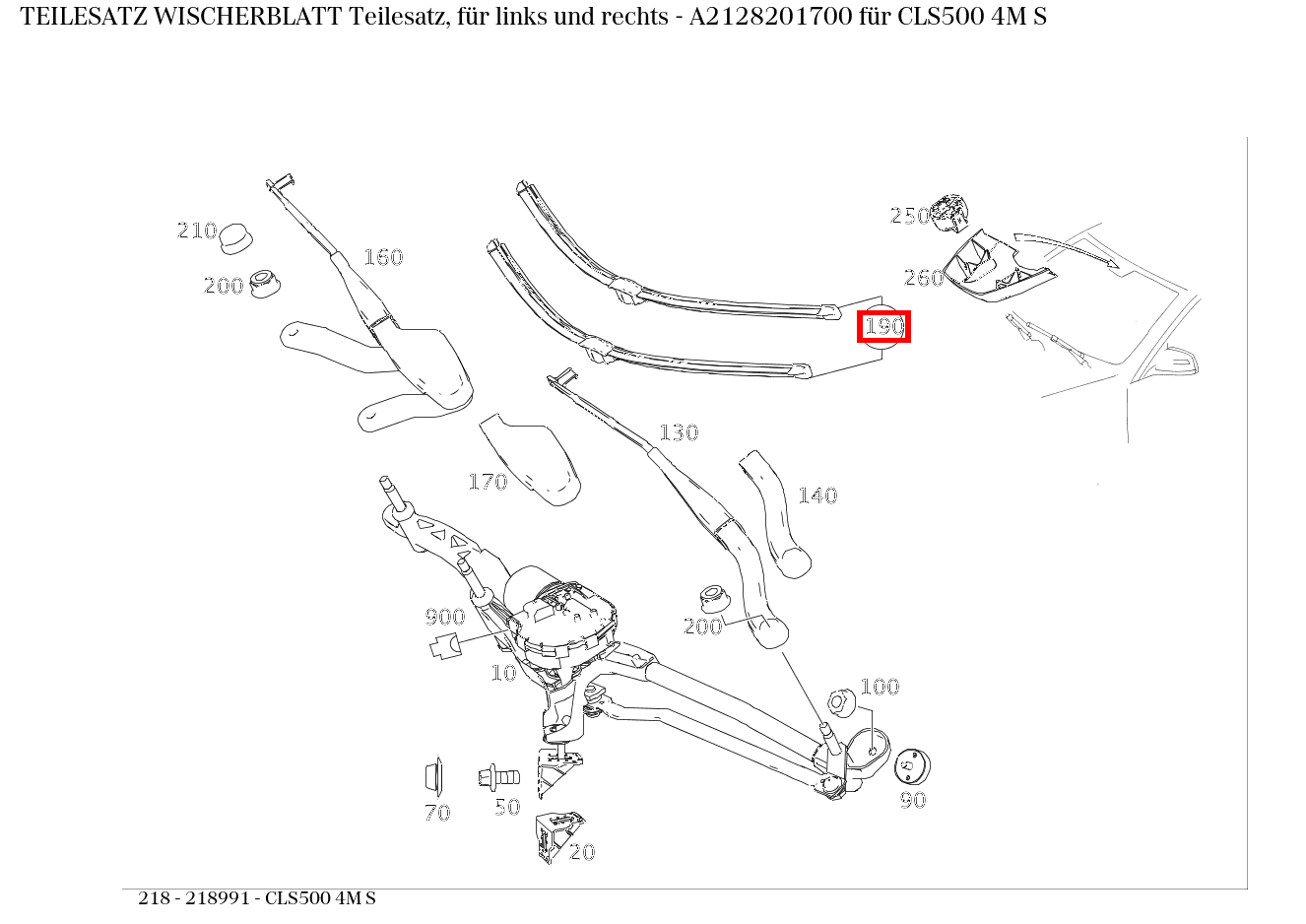 Teilesatz Wischerblatt Teilesatz, für links und rechts CLS500 4M S 218