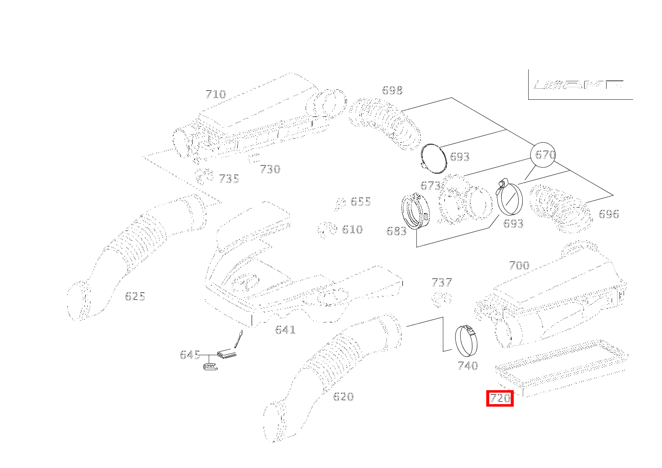 Filtereinsatz LUFTFILTEREINSATZ S 55 L AMG KOMPR. 220 Filtereinsatz LUFTFILTEREINSATZ S 55 L AMG KOMPR. 220