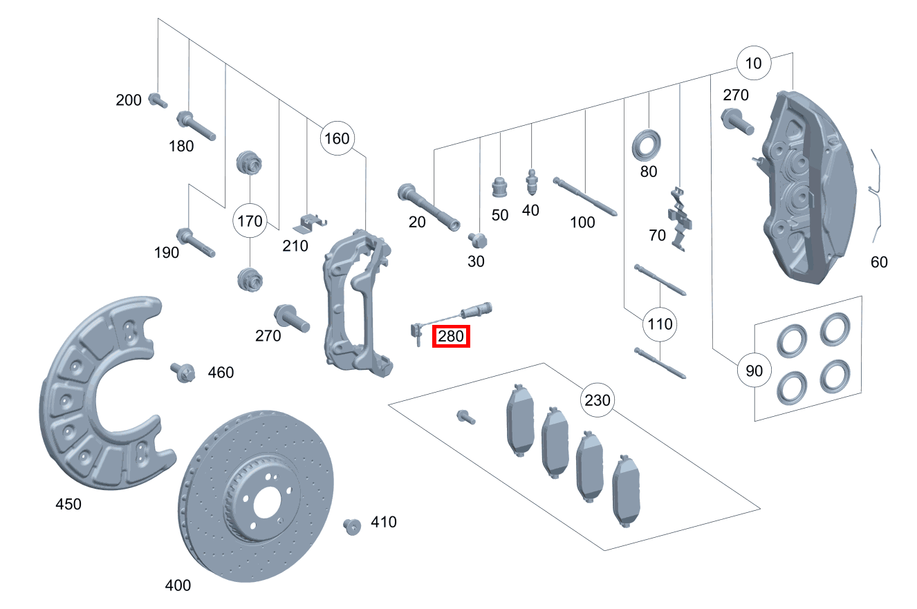 Belagverschleisssensor Bremsbelagverschleissanzeige vorne Mercedes-AMG GLC 63 S 4MATIC+ Coupé 253 Belagverschleisssensor Bremsbelagverschleissanzeige vorne Mercedes-AMG GLC 63 S 4MATIC+ Coupé 253