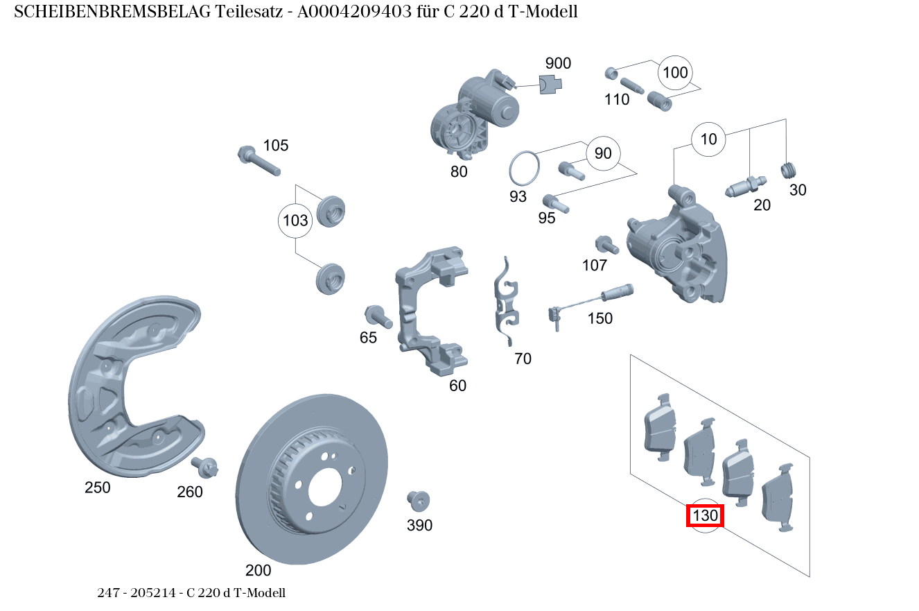 Scheibenbremsbelag Teilesatz C 220 d T-Modell 247 Scheibenbremsbelag Teilesatz C 220 d T-Modell 247