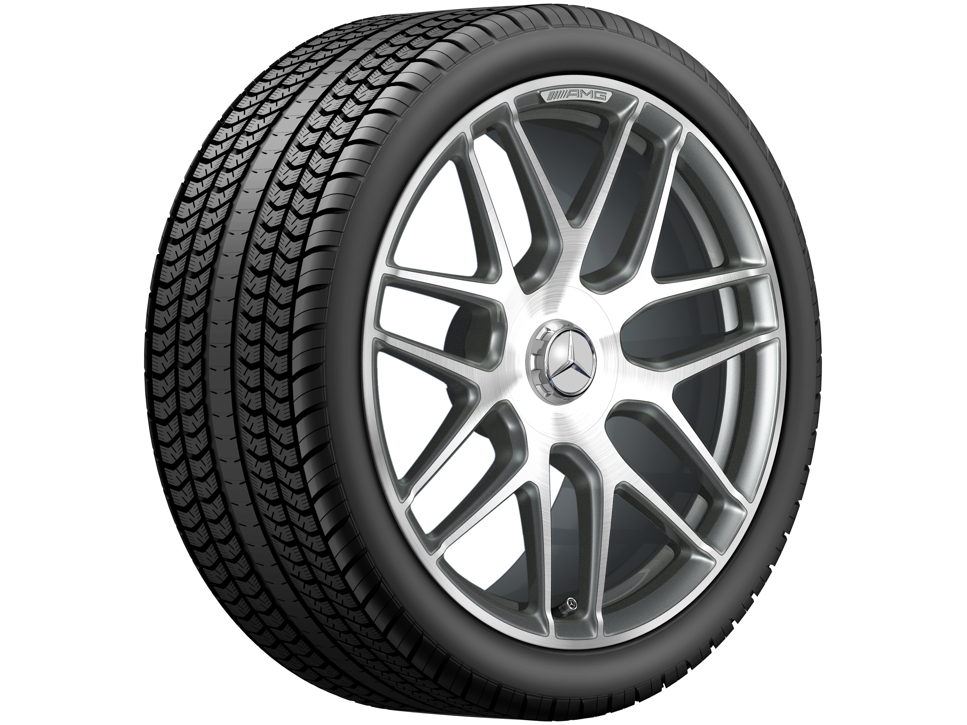 Mercedes-Benz - AMG Schmiederad im Kreuzspeichen-Design, 50,8 cm (20 Zoll), glanzgedreht 9,5 J x 20 ET 25, titangrau