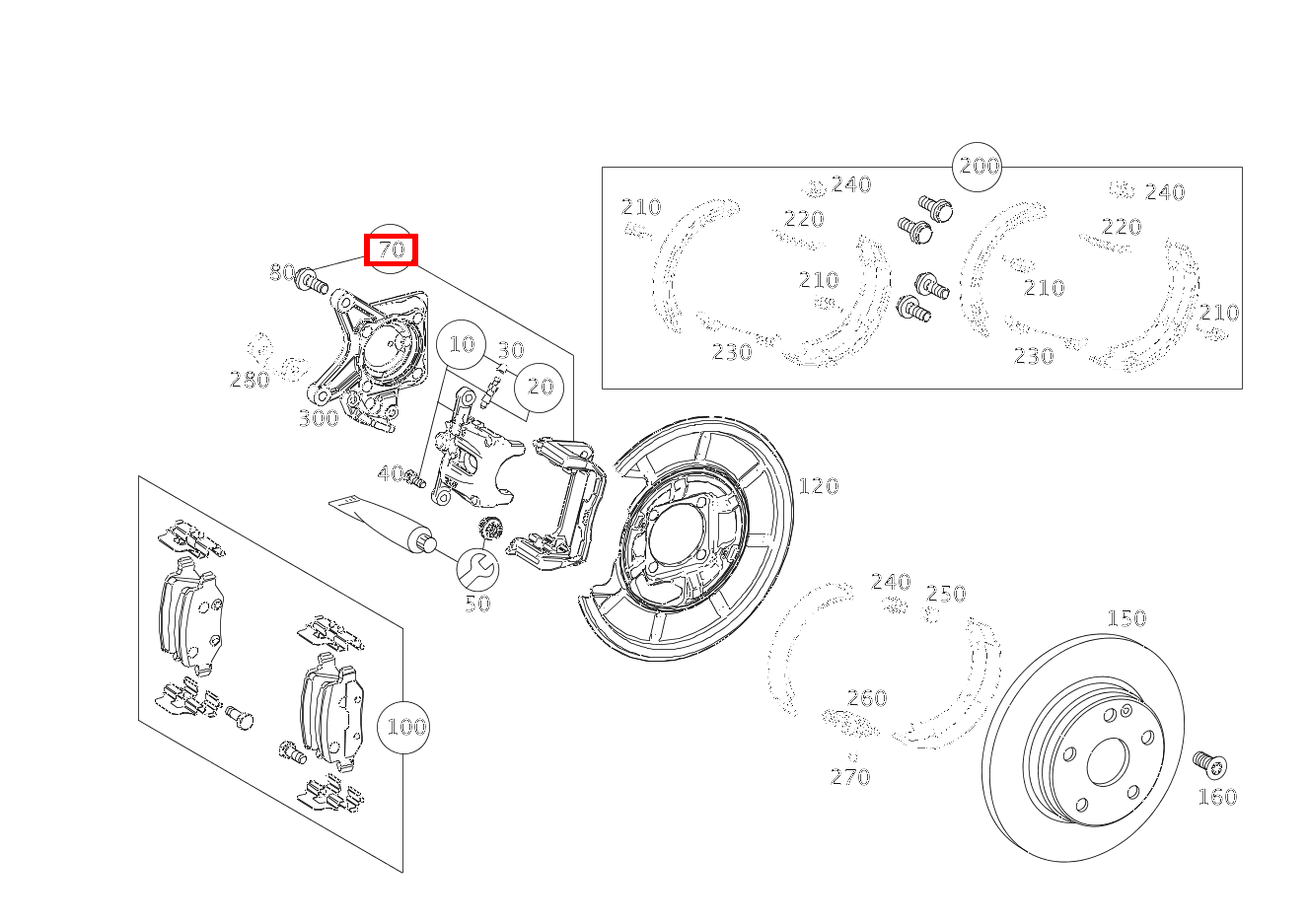 Bremsträger BREMSSATTEL AN ACHSE A 200 TURBO COUPE 169