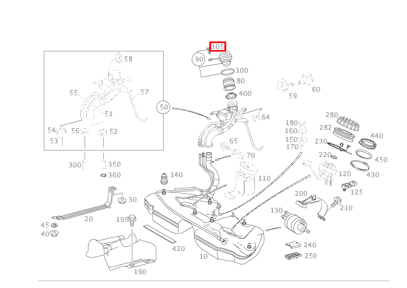 Spreizniet Tankverschluss; 5.2 MM E 200 T-Limousine 210 Spreizniet Tankverschluss; 5.2 MM E 200 T-Limousine 210