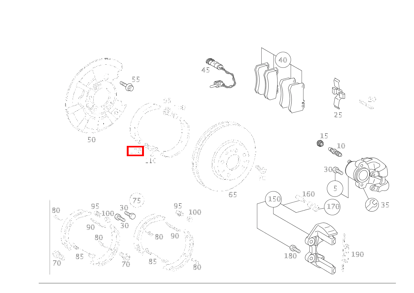 SPREIZSCHLOSS BREMSE BREMSBACKENLAGERUNG S 350 L 4-MATIC 220