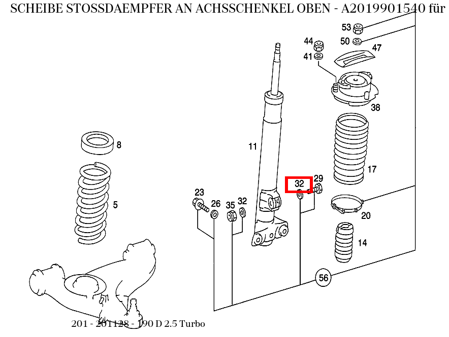 Scheibe STOSSDAEMPFER AN ACHSSCHENKEL OBEN für E 124, SL 129, 190 