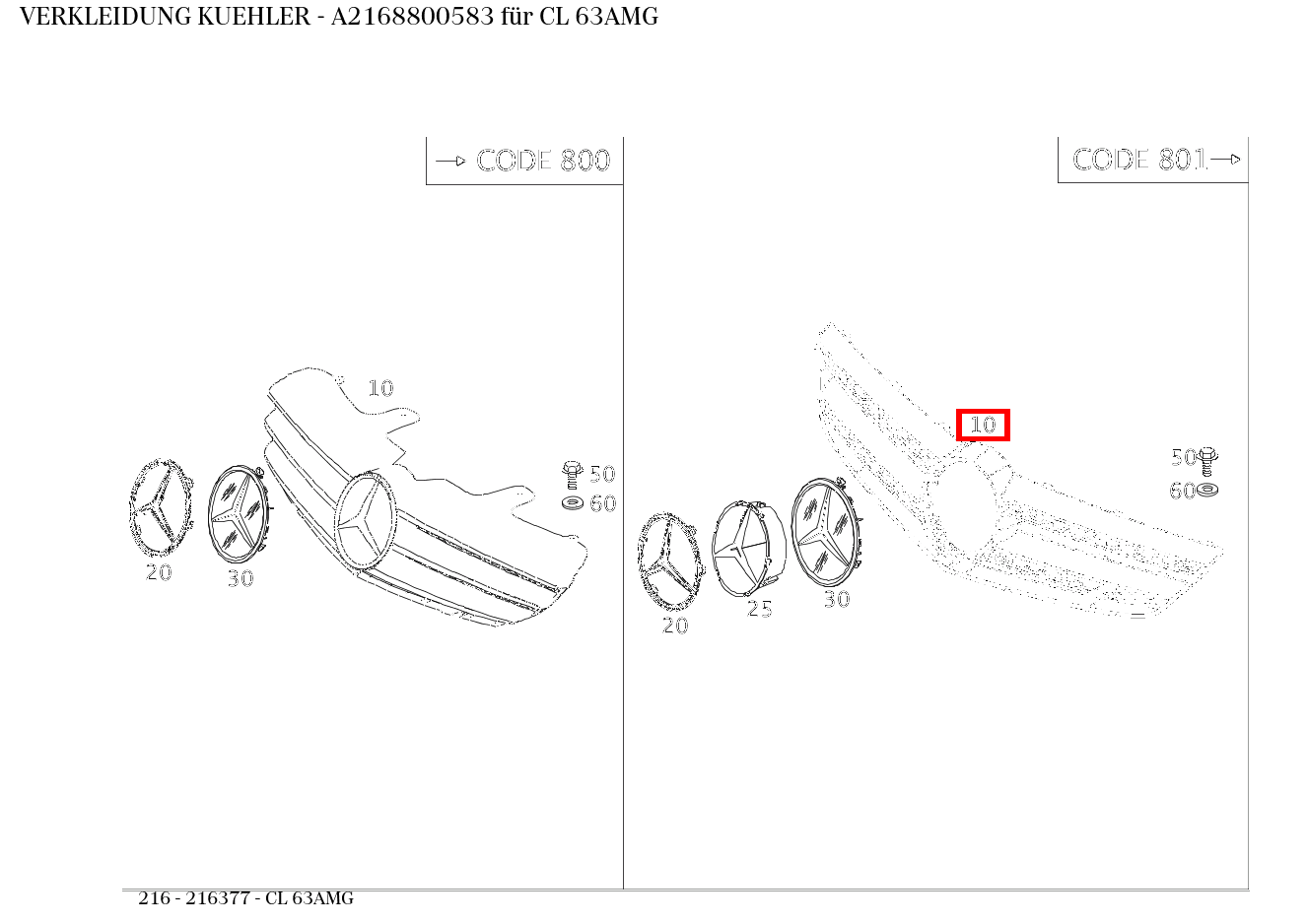 Verkleidung KUEHLER CL 63AMG 216 Verkleidung KUEHLER CL 63AMG 216