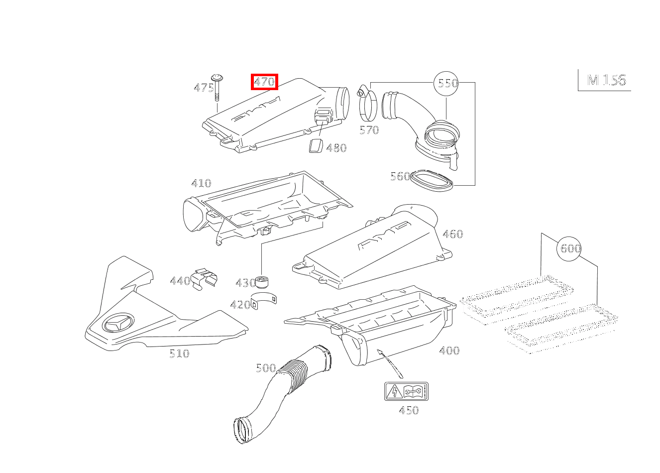 FILTERDECKEL RECHTS, MIT LUFTMASSENSENSOR ML 63 AMG 4MATIC Off-Roader 164