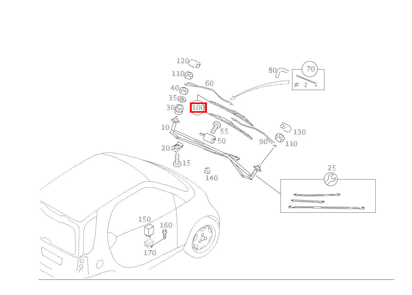 Teilesatz Wischerblatt WISCHERSET, FAHRER- UND BEIFAHRERSEITIG GLC 300 de 4MATIC 254