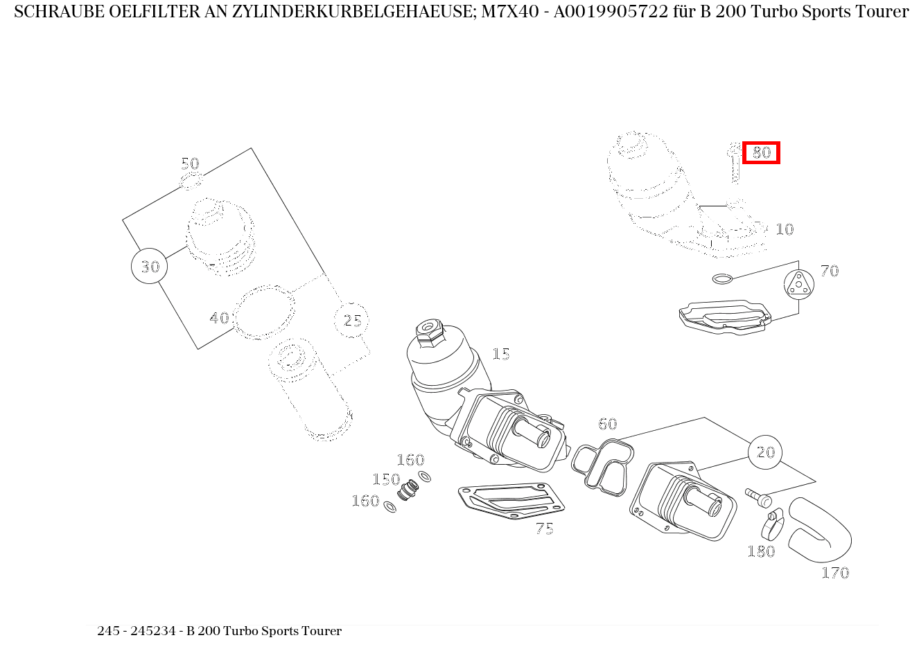 Schraube OELFILTER AN ZYLINDERKURBELGEHAEUSE; M7X40 , , und 