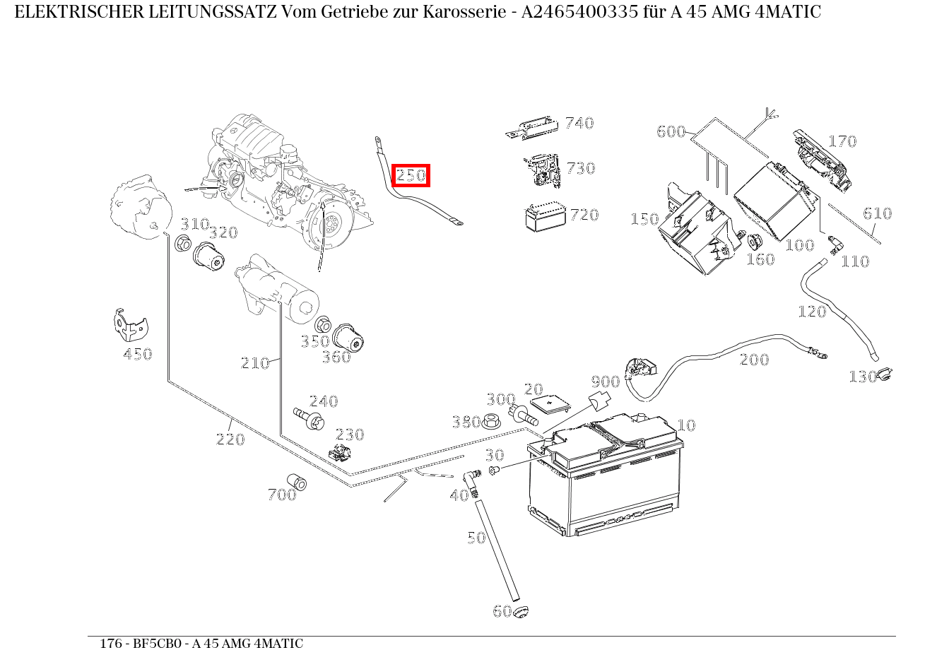 Elektrischer Leitungssatz Vom Getriebe zur Karosserie A 45 AMG 4MATIC 176