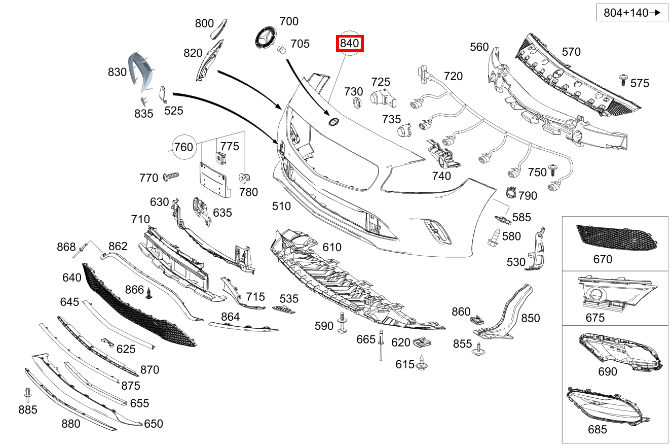Teilesatz Verkleidung Befestigung Seitenspoiler, links und rechts  